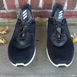 Adidas Alpha Bounce athletic shoes. Black with white and grey accents